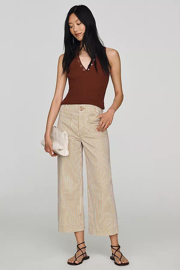 Colette Striped Crop Wide-Leg Jeans by Maeve | Anthropologie (US)