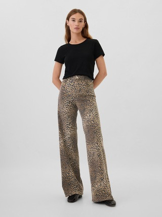 High Rise Wide-Leg Leopard Jeans | Gap Factory