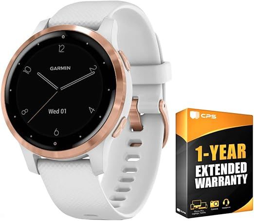 Garmin 010-02172-21 Vivoactive 4S Smartwatch White/Rose Gold Bundle with 1 YR CPS Enhanced Protec... | Amazon (US)