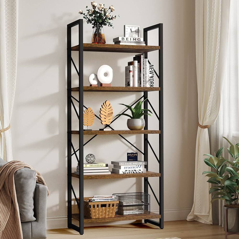 YITAHOME 5 Tiers Bookshelf, Artsy Modern Bookcase, Book Rack, Storage Rack Shelves Books Holder O... | Amazon (US)