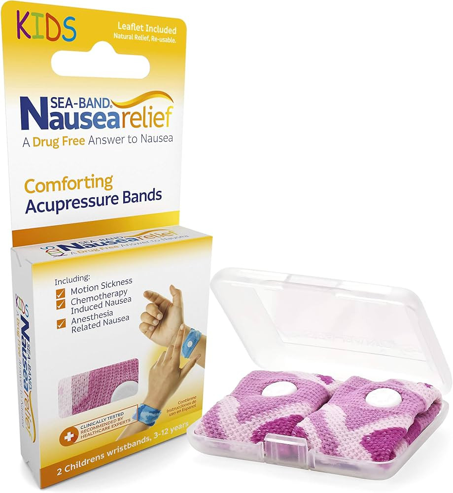 Sea-Band Kids Travel & Motion Sickness Acupressure Wristband, 1 Pair Pink | Amazon (US)