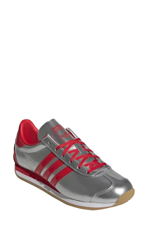 adidas Country Low Top Sneaker in Silver Met/Scarlet/White at Nordstrom, Size 7.5 Women's | Nordstrom