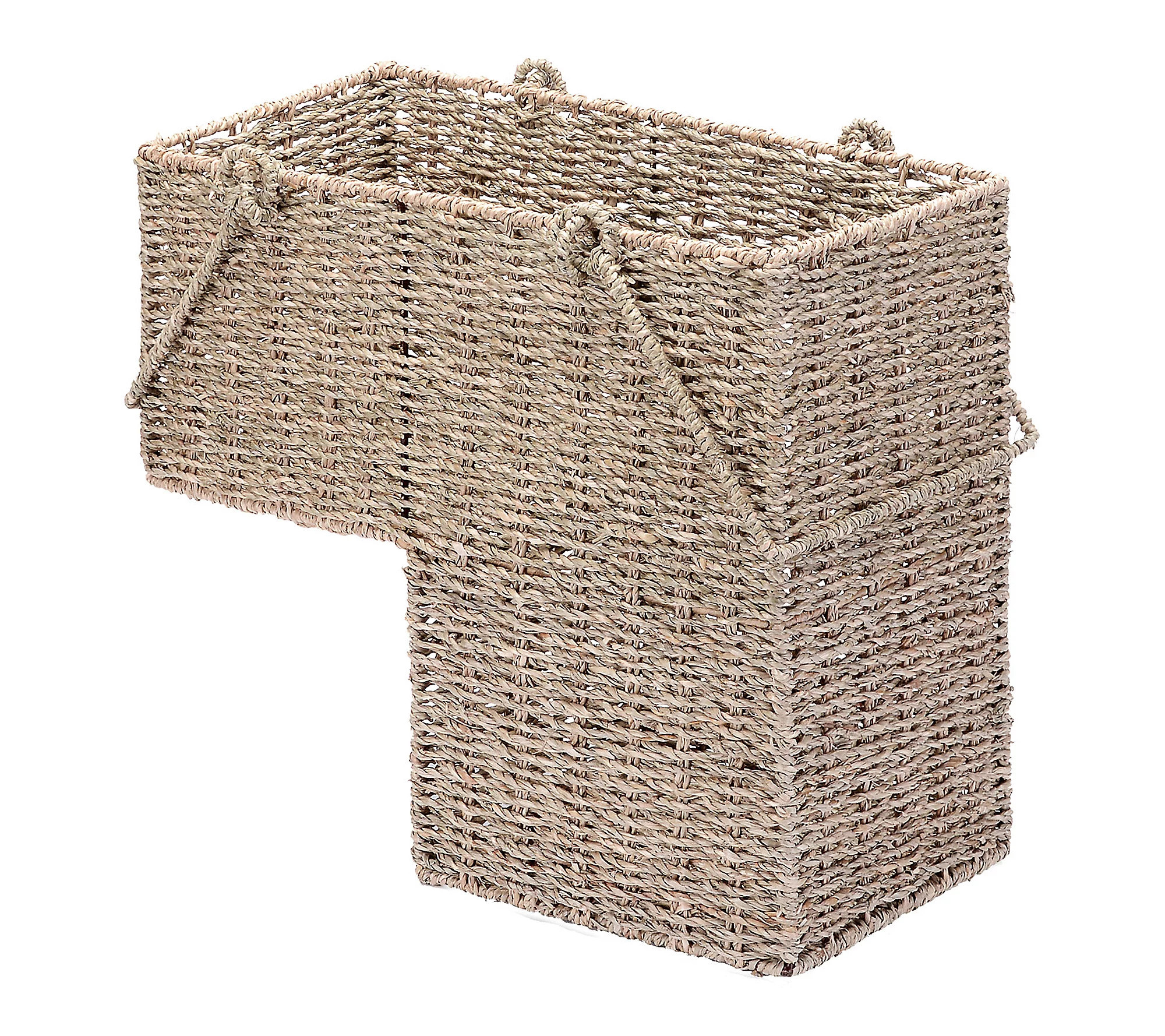 Villacera 14"" Handmade Wicker Stair Case Basket with Handles | QVC