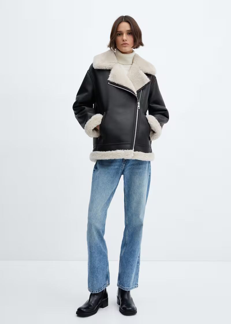 Faux shearling-lined jacket -  Women | Mango USA | MANGO (US)