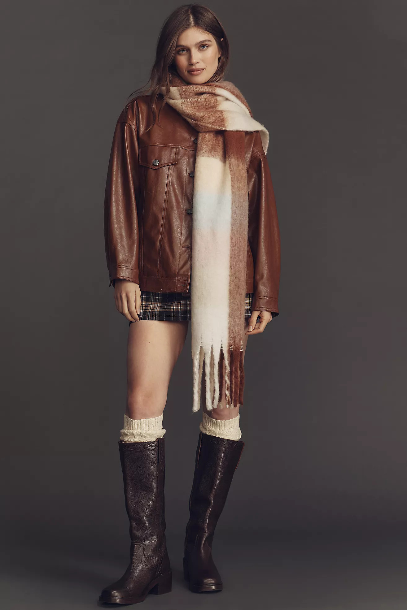 Maeve Plaid Fringe Scarf | Anthropologie (US)