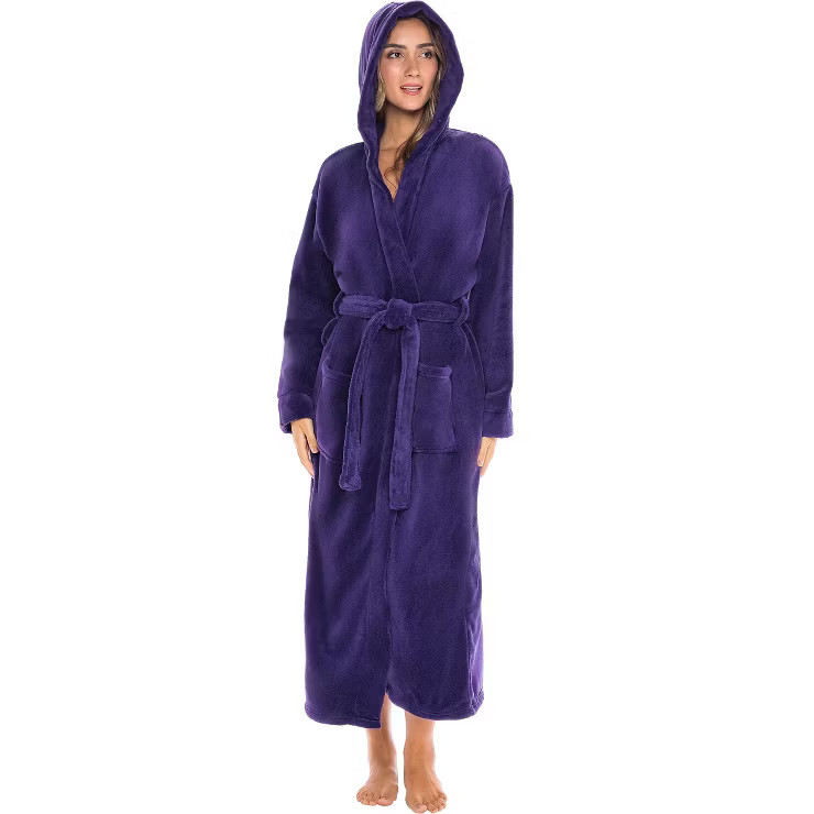 Alexander Del Rossa Women's Classic Winter Robe, Hooded Plush Fleece Bathrobe | Target