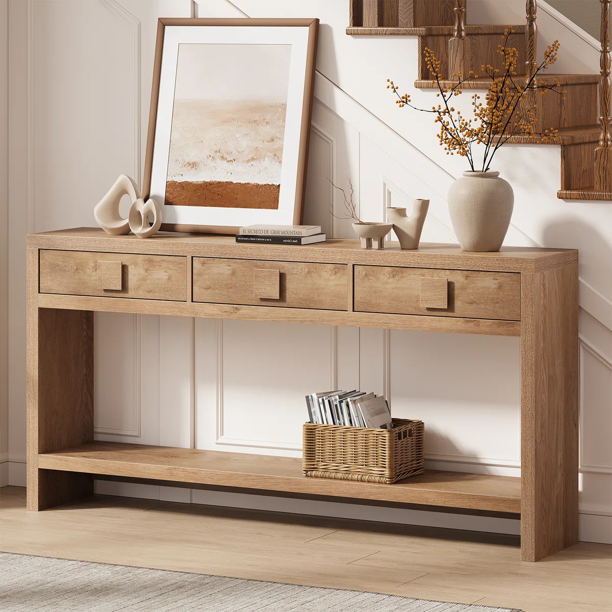 63" Long Console Table With 3 Drawers, Sofa Table For Hallway, Entryway, Living Room | Wayfair North America