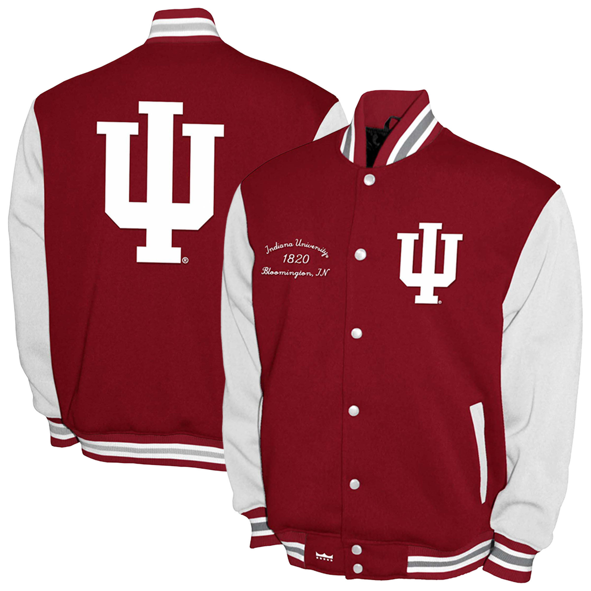 Men's Franchise Club Crimson Indiana Hoosiers Fleece Varsity Full-Snap Jacket | Fanatics