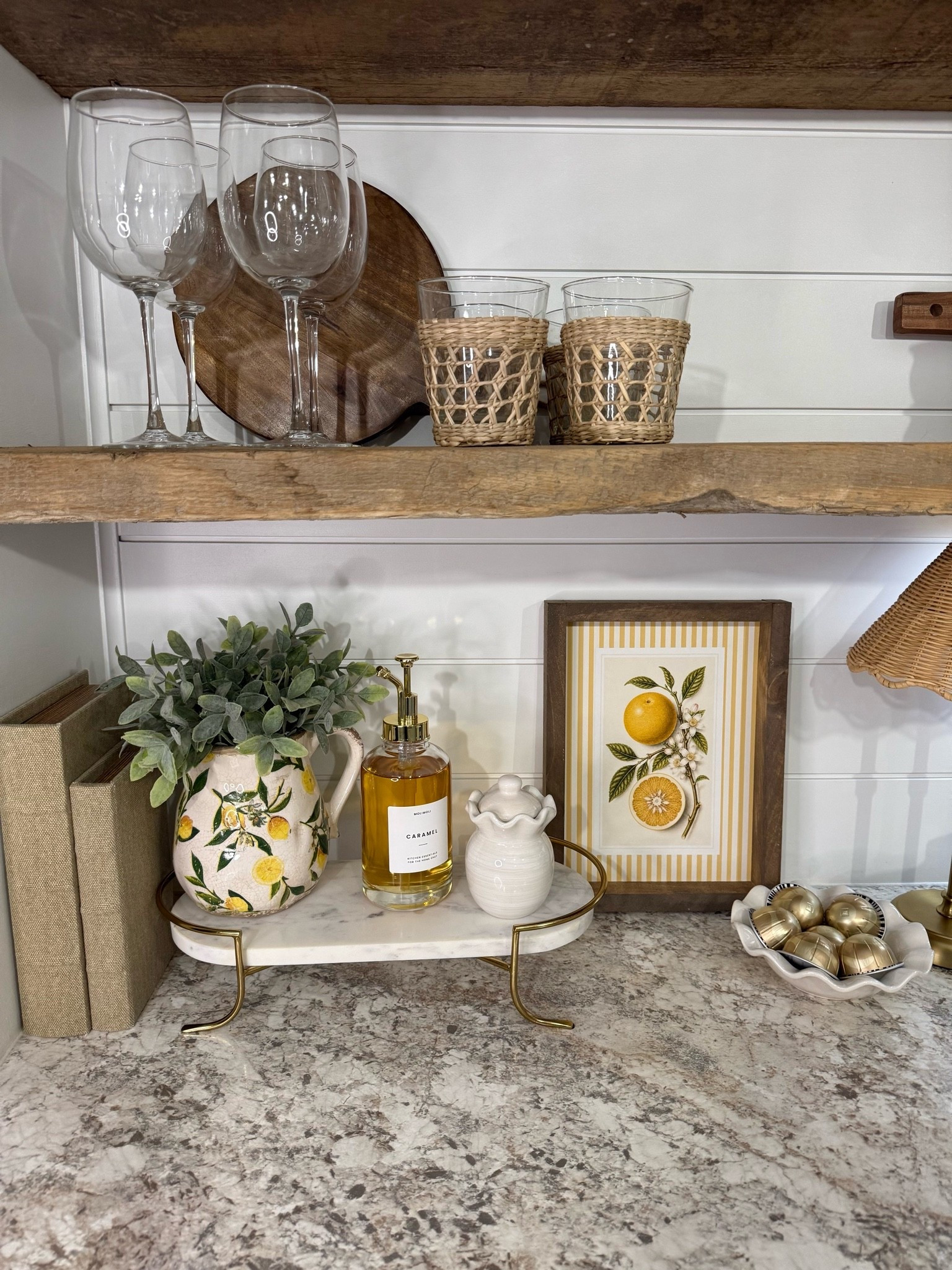 #ad 🍋Lemon Coffee Bar

Gave my coffee bar a fun little refresh with the cutest lemon-inspired touches and cozy layered textures. From the woven accents to the cordless lamp and lemon decor, these @Wayfair finds made this space feel so warm, fresh, and inviting for the season. The perfect little setup for slow mornings and afternoon coffee breaks. ☕️🍋✨

#wayfair #wayfairpartner #liketkit  #coffeebar 

coffee bar decor | lemon decor | kitchen styling | coffee station | woven decor | summer kitchen decor | countertop styling | neutral home decor | cozy kitchen | citrus decor | open shelving | cottage inspired | kitchen inspiration | home decor finds | woven textures | countertop decor | decorative accents | summer home refresh | kitchen shelves | cozy corner | lamp decor | home styling | neutral kitchen | coffee nook | seasonal decor | lemon coffee bar

#LTKSeasonal #LTKHome #LTKSaleAlert