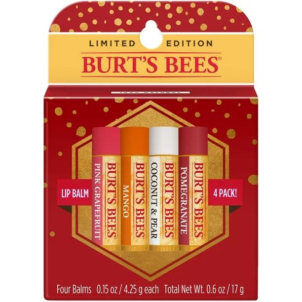 Burt's Bees Limited Edition Lip Balm Holiday Gift Set, Superfruit, 4 Ct | Walmart (US)