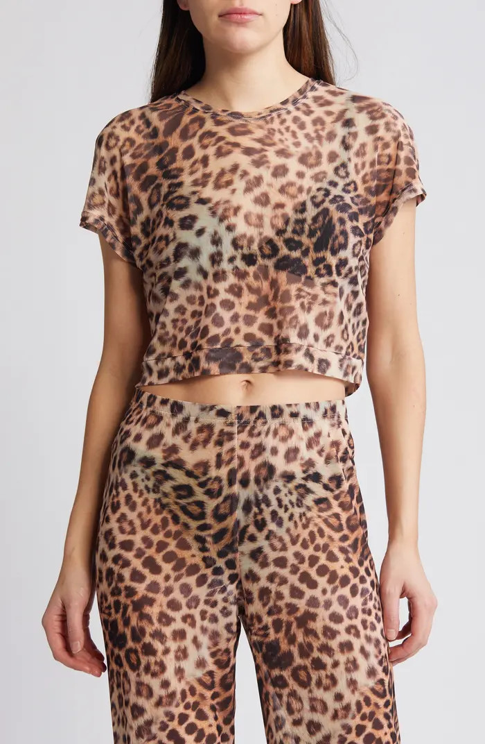 Semisheer Mesh Crop Cover-Up T-Shirt | Nordstrom