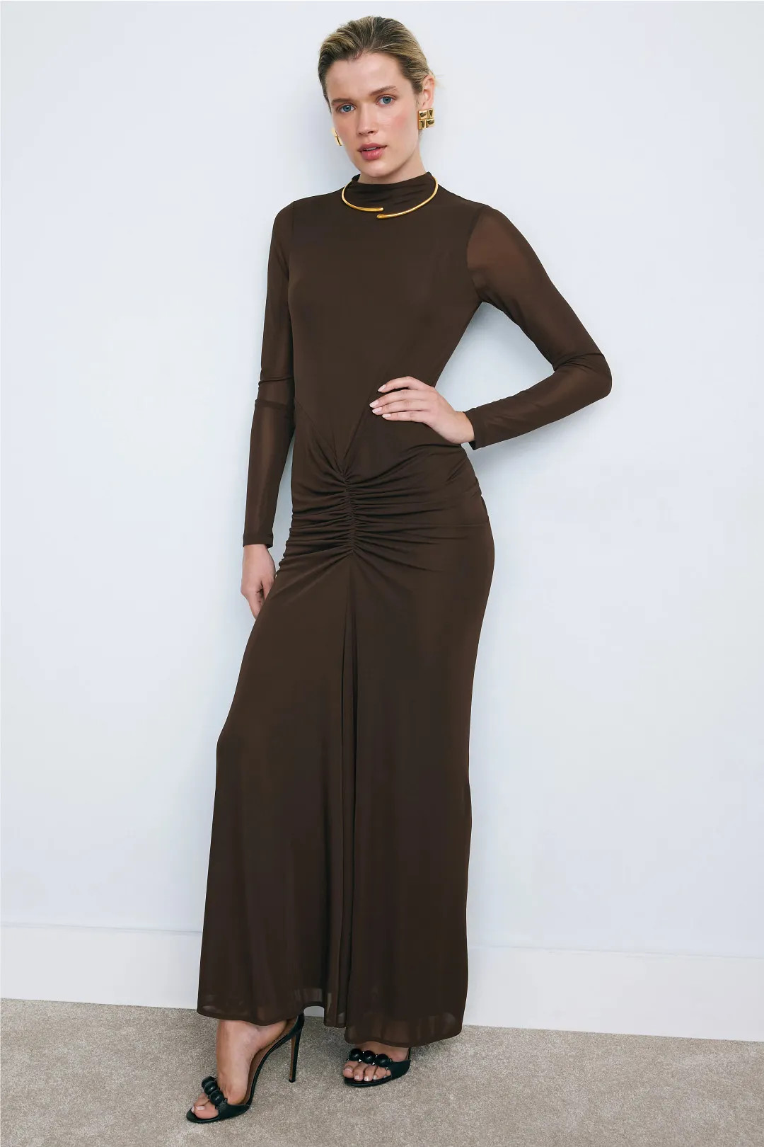 Ronny Kobo x RTR Mock Neck Ruched Dress | Rent the Runway