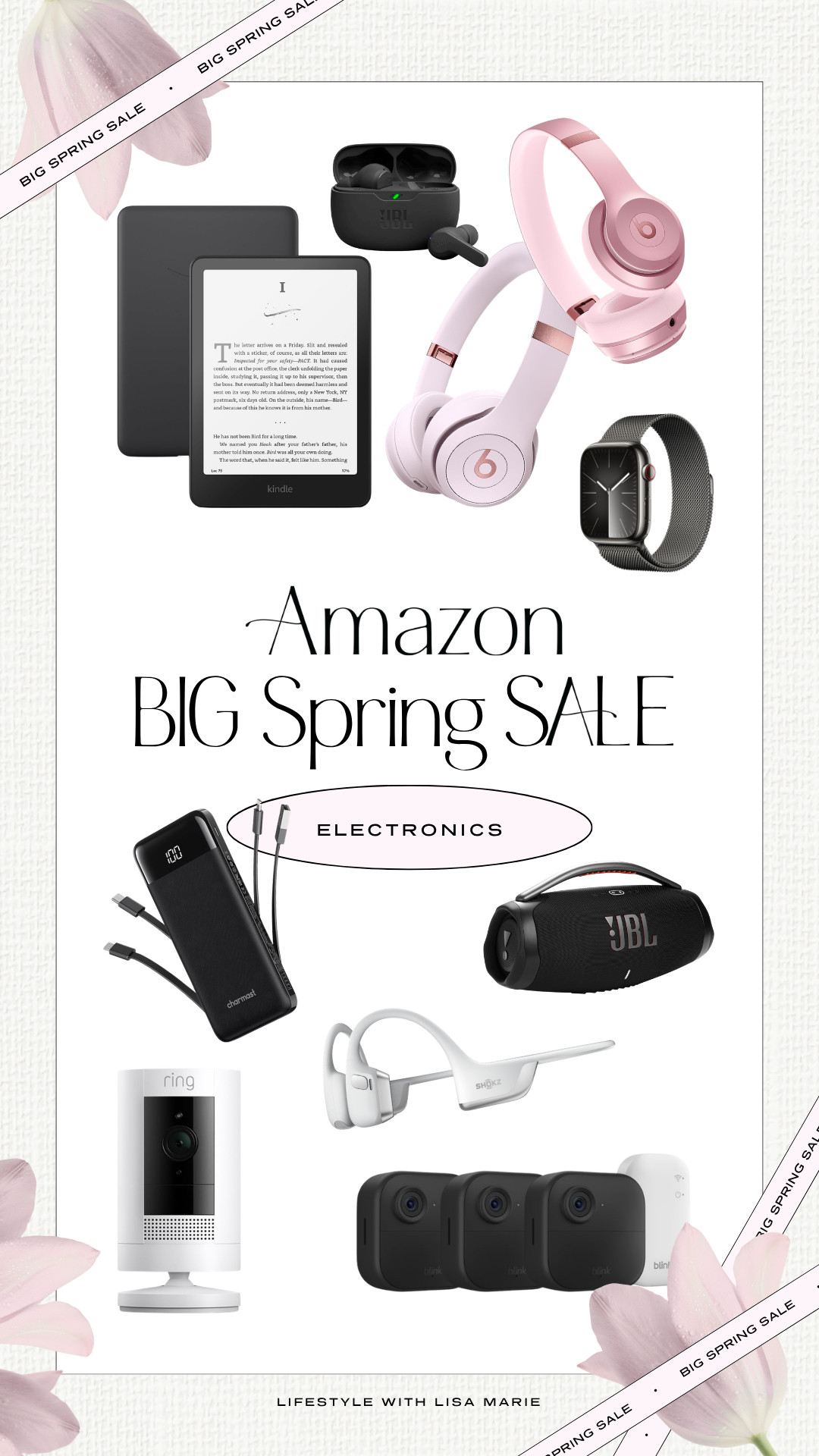 Amazon big spring sale. Amazon electronics. Deals on headphones, Kindles, TVs, Apple and JBL products. Blink and ring cameras. Phone chargers and accessories. 

 

#LTKActive #LTKTravel #LTKSaleAlert