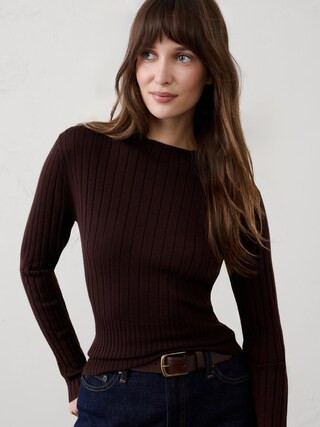 Merino Wool Ribbed Sweater | Banana Republic Factory