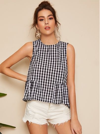 SHEIN Gingham Shell Top | SHEIN