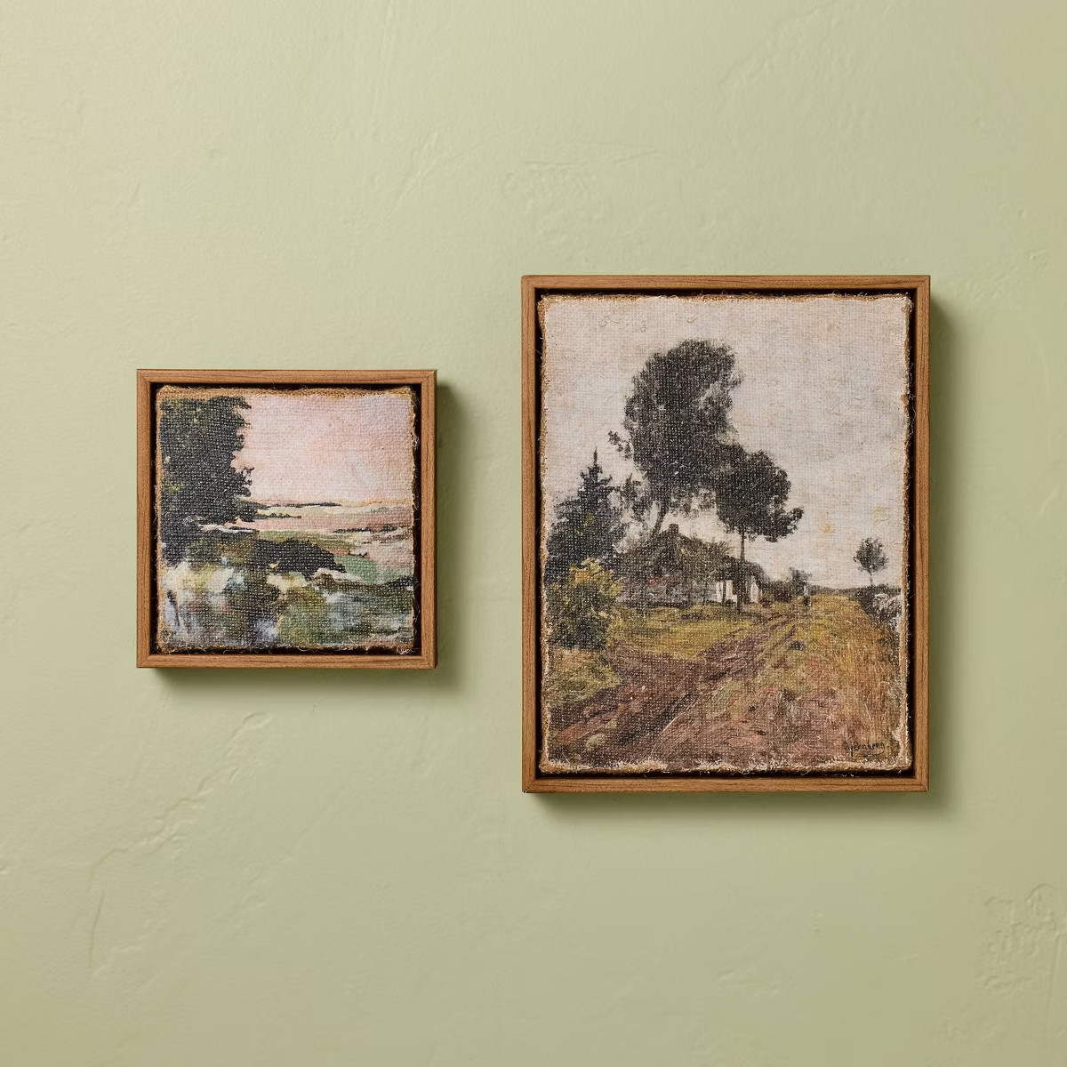 2pc 5.5"x5.5" and 7.5"x9.5" Landscape Burlap Wall Art Set - Hearth & Hand™ with Magnolia | Target