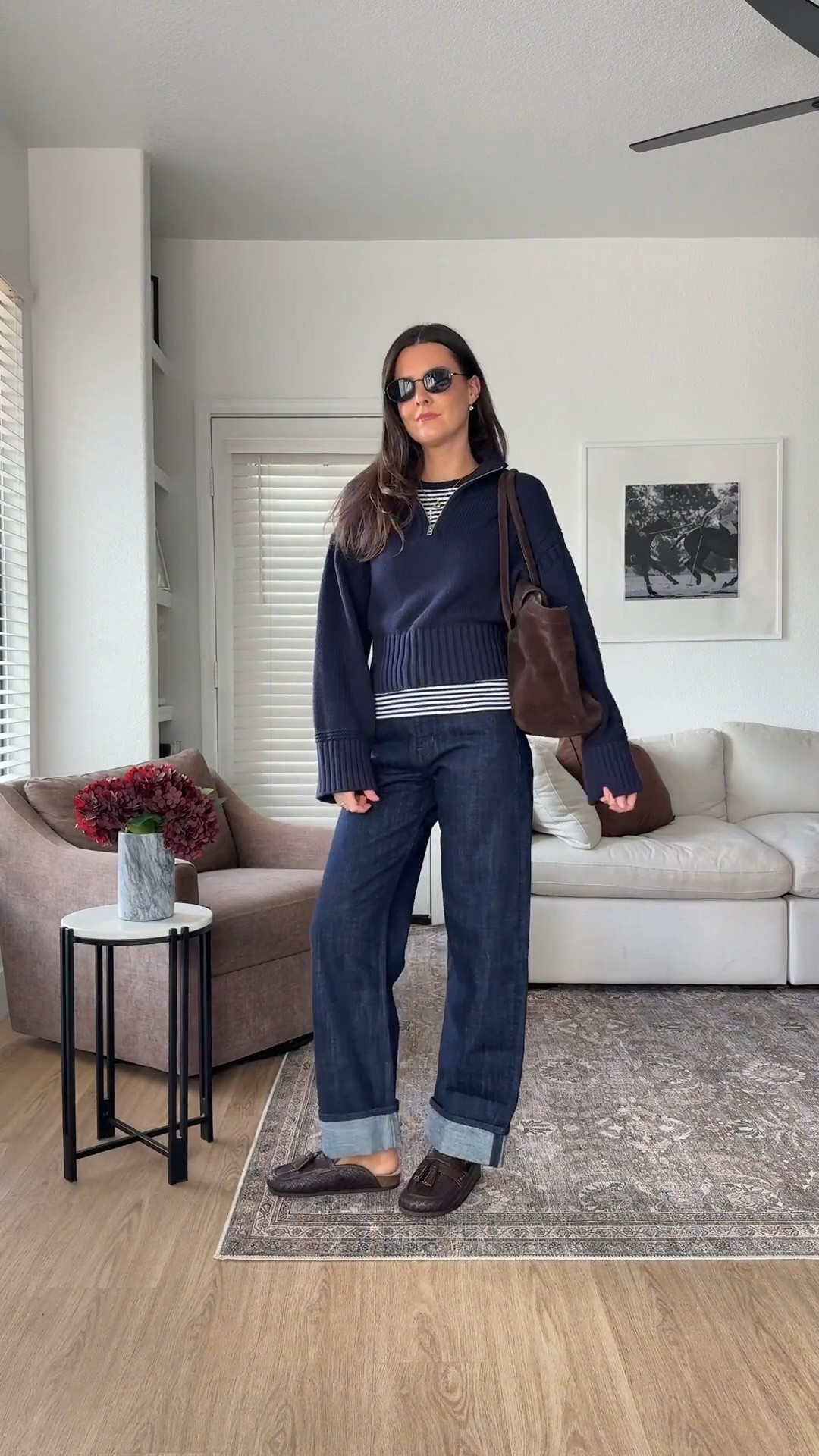 Causal fall outfit of the day! I am 5’7” wearing size XS in the top and sweater and my true size 25 in the jeans! Shoes are true to size

#LTKootd #LTKSeasonal