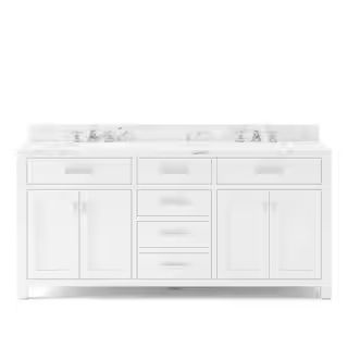 Water Creation Madison 72 in. Vanity in Modern White with Marble Vanity Top in Carrara White-MADI... | The Home Depot