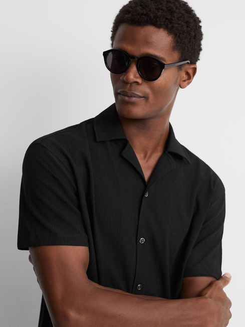 Textured Crepe Cuban Collar Shirt | Reiss UK
