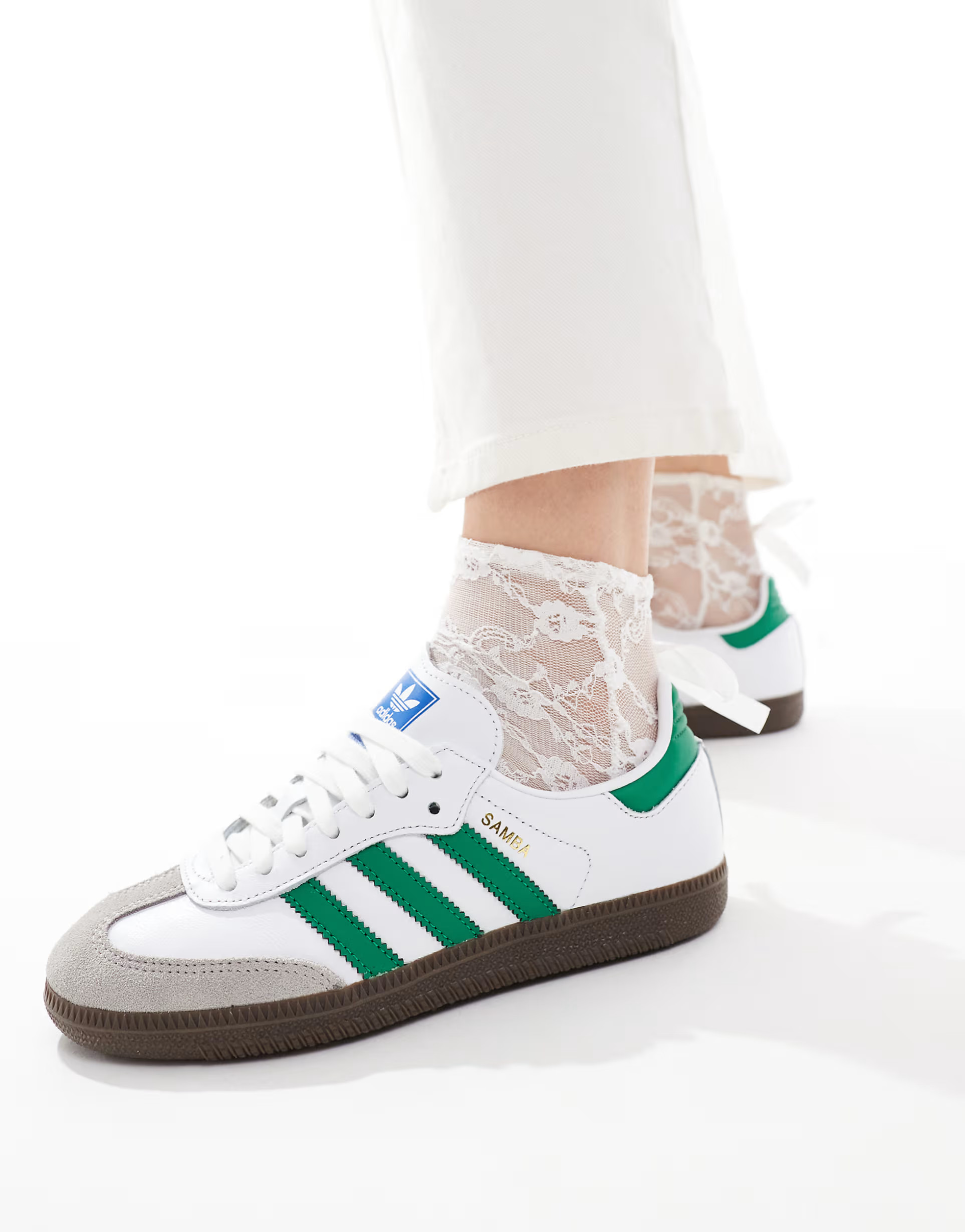 adidas Originals Samba OG trainers in white and green | ASOS (Global)