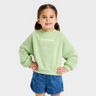 Grayson Mini Toddler Girls' Montauk French Terry Pullover Sweatshirt - Green 4T | Target