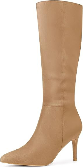 Allegra K Women's Pointed Toe Stiletto Heels Knee High Boots | Amazon (US)