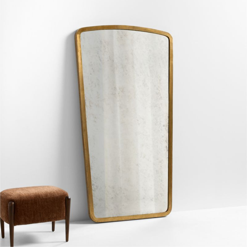Harrington Brass Patina Metal Floor Mirror 75"x40" | Crate & Barrel | Crate & Barrel