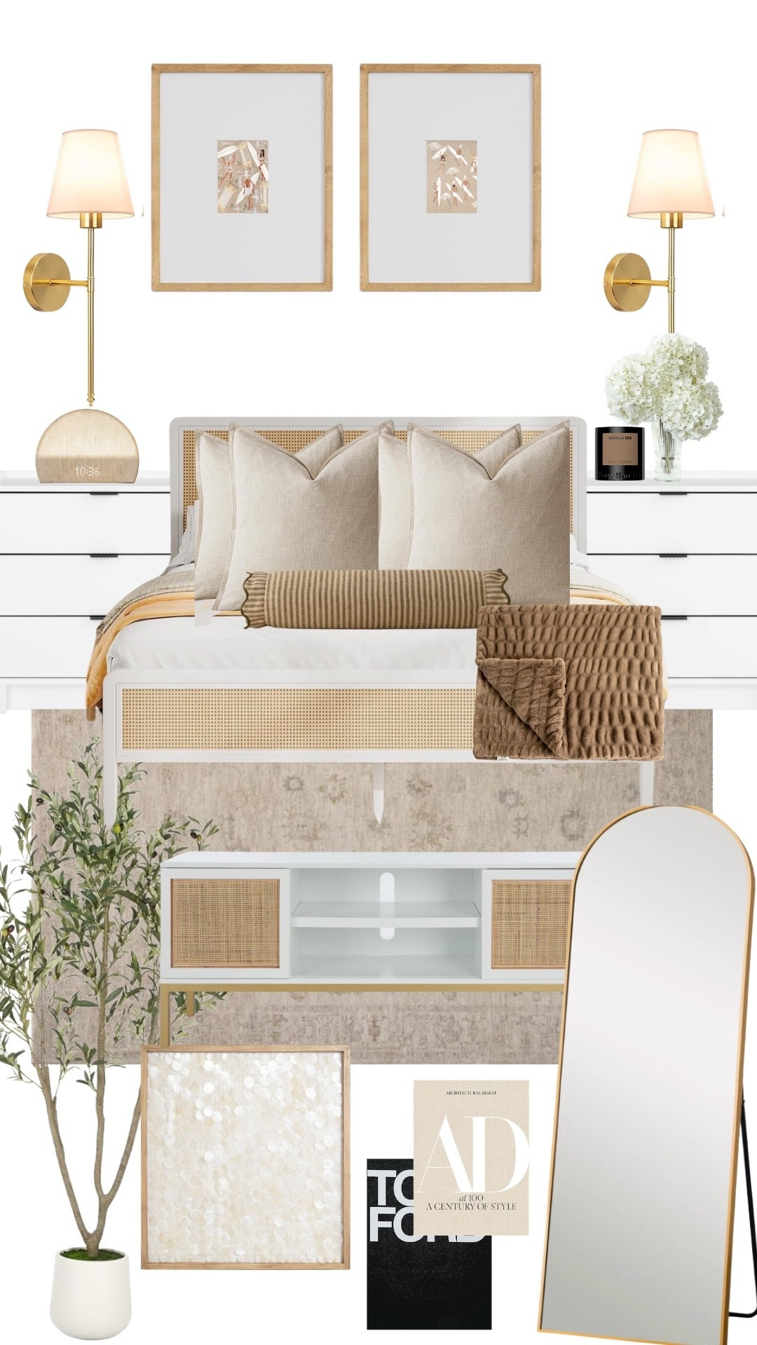 Obsessed with how my new Tampa room came together 🤍✨ Soft neutrals, crisp whites, and touches of rattan to bring in that effortless coastal warmth. The elevated sconces add the perfect polished feel while still keeping everything light, airy, and relaxed. It feels like a little sanctuary — calm, cozy, and so me.

Perfect for a first apartment, a college bedroom refresh, or any young adult space that wants to feel elevated but still livable.🏡

#LTKHome