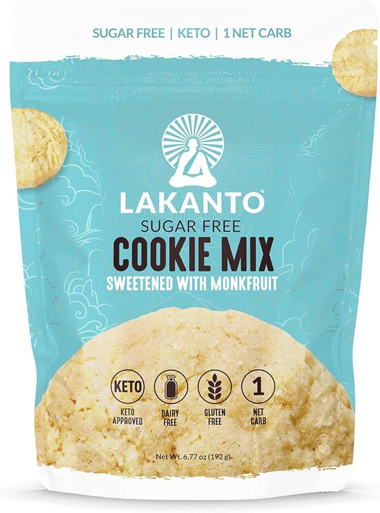 Lakanto Sugar Free Cookie Mix - Monk Fruit Sweetener, 1g Net Carb, Gluten Free, Dairy Free, Keto ... | Amazon (US)