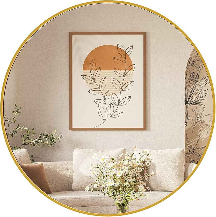 Sweetcrispy 30in Round Bathroom Mirrors for Wall, Bathroom Mirrors for Over Sink, Wall Decor for ... | Amazon (US)