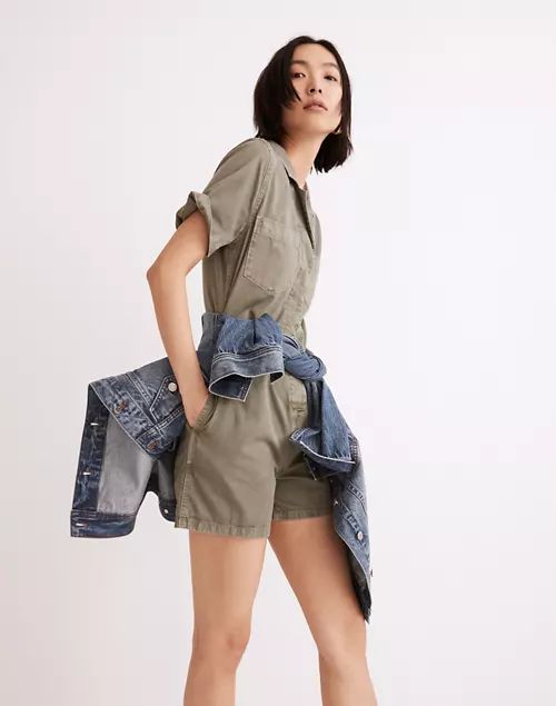 Garment-Dyed Relaxed Coverall Romper | Madewell