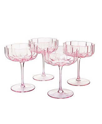 The Wine Savant Martini and Champagne Flower Vintage Glass Coupes, Set of 4 - Macy's | Macy's