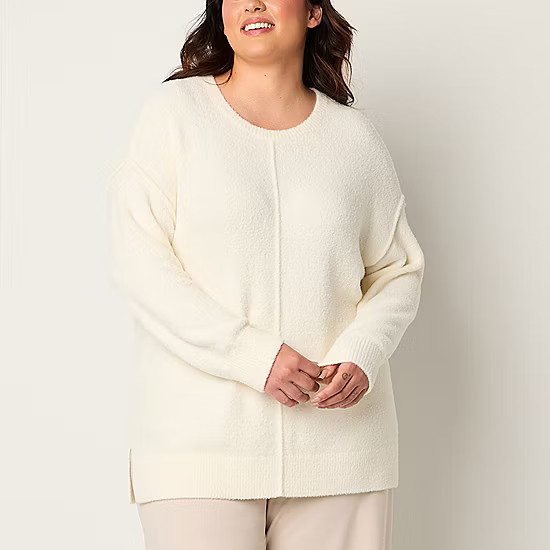 Stylus Plus Womens Crew Neck Long Sleeve Pullover Sweater | JCPenney
