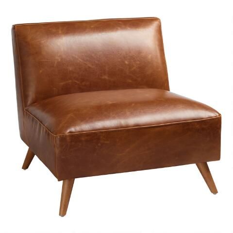 Cognac Mid Century Armless Huxley Chair | World Market