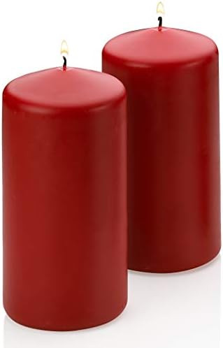 Light In The Dark Red Pillar Candles - Set of 2 Unscented Candles - 6 inch Tall, 3 inch Thick - 3... | Amazon (US)