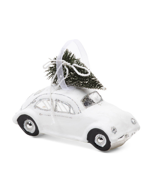 2in Glass Car With Tree Ornament | TJ Maxx
