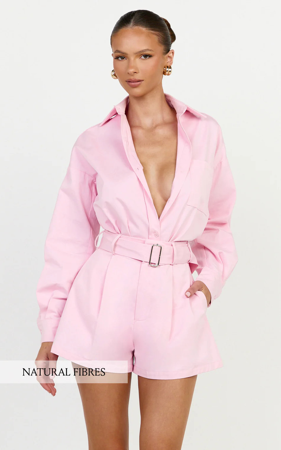 Button Down Long Sleeve Shirt in Pale Pink | Showpo (US, UK & Europe)