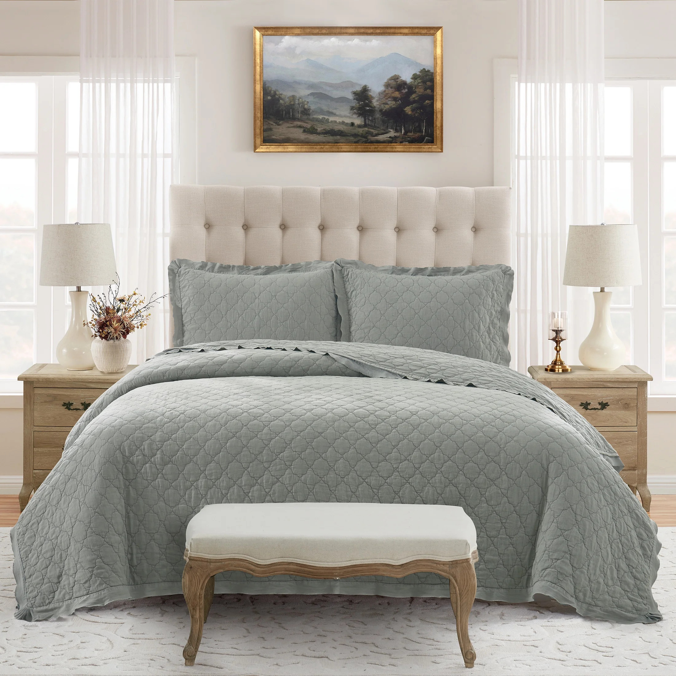 My Texas House Penelope Dried Sage 3-Piece Quilt Set, Full/Queen | Walmart (US)