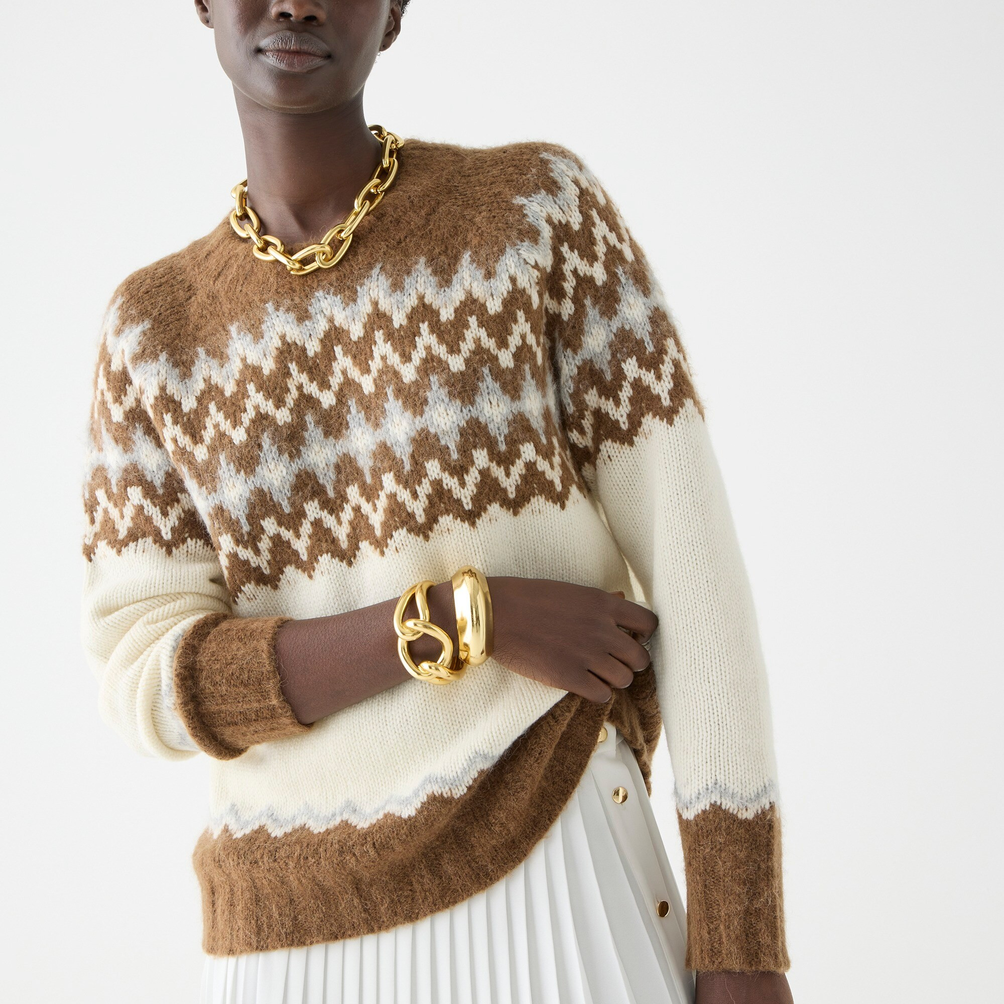 Fair Isle crewneck sweater in brushed yarn | J. Crew US
