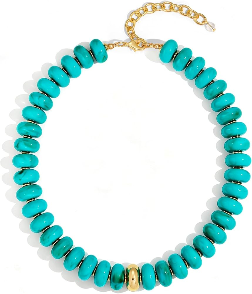 WOWORAMA Colorful Chunky Necklaces for Women 20MM Large Oversized Resin Beaded Necklace Bold Stat... | Amazon (US)