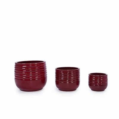 Set Of 3 Ceramic Flowerpot, Modern Planter For Patio, Garden | Wayfair North America