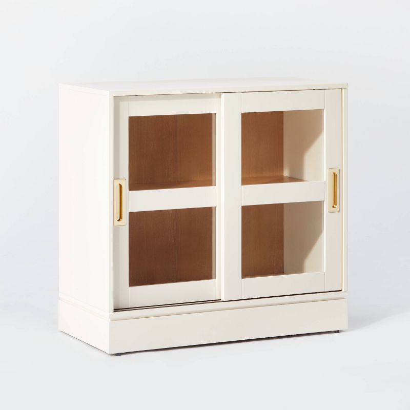 32&#34; Promontory Sliding Glass 2 Door Cabinet White - Threshold&#8482; designed with Studio McG... | Target