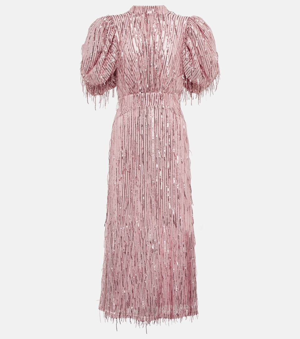 Sequined puff-sleeve midi dress | Mytheresa (US/CA)