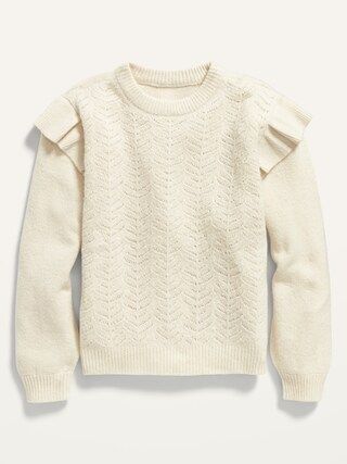 Ruffled-Shoulder Pointelle Sweater for Toddler Girls | Old Navy (US)