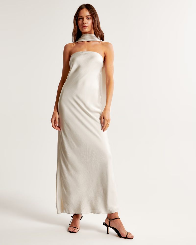 Strapless Scarf Slip Gown | Abercrombie & Fitch (US)
