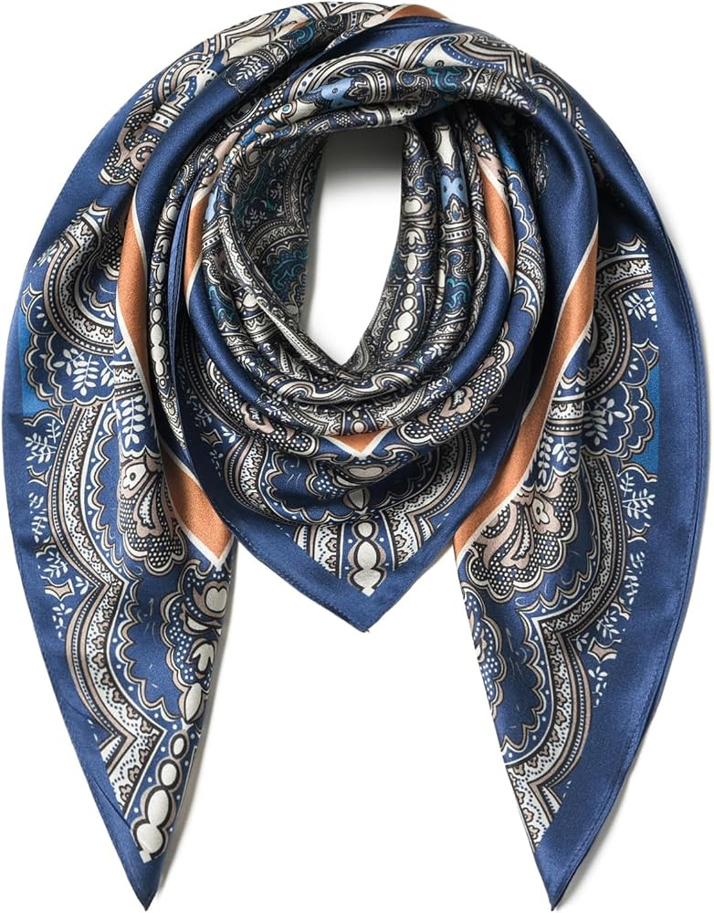 100% Mulberry Silk Scarf 35" Square Lightweight Headscarf, With Gift Packed | Amazon (US)
