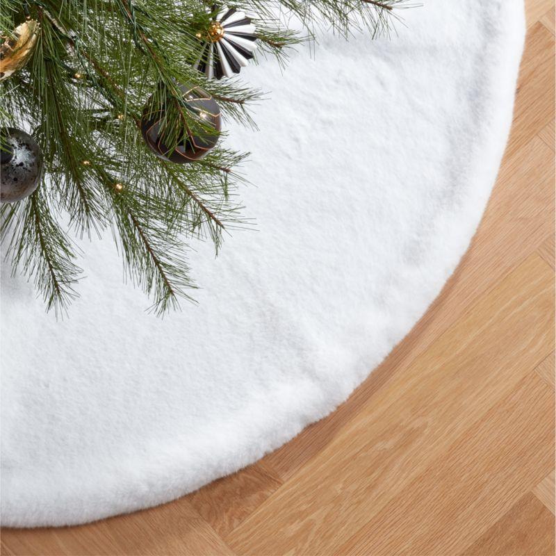 Harlee White Faux Fur Christmas Tree Skirt + Reviews | CB2 | CB2