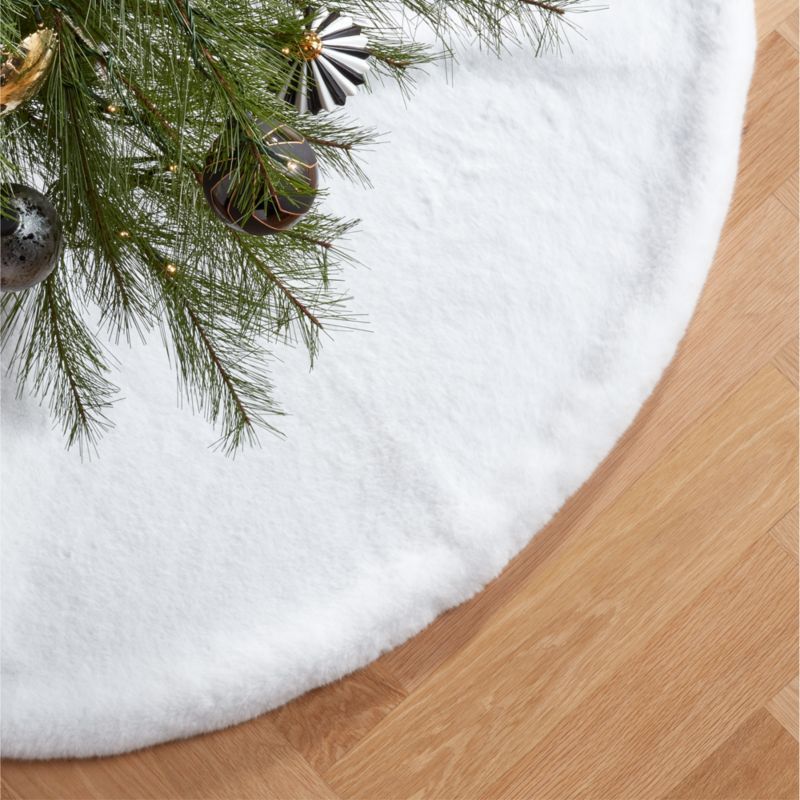 Harlee White Faux Fur Christmas Tree Skirt 48'' + Reviews | CB2 | CB2