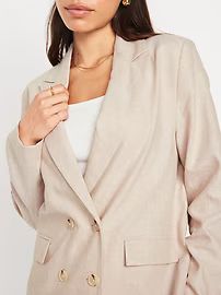 Double-Breasted Linen-Blend Blazer | Old Navy (US)