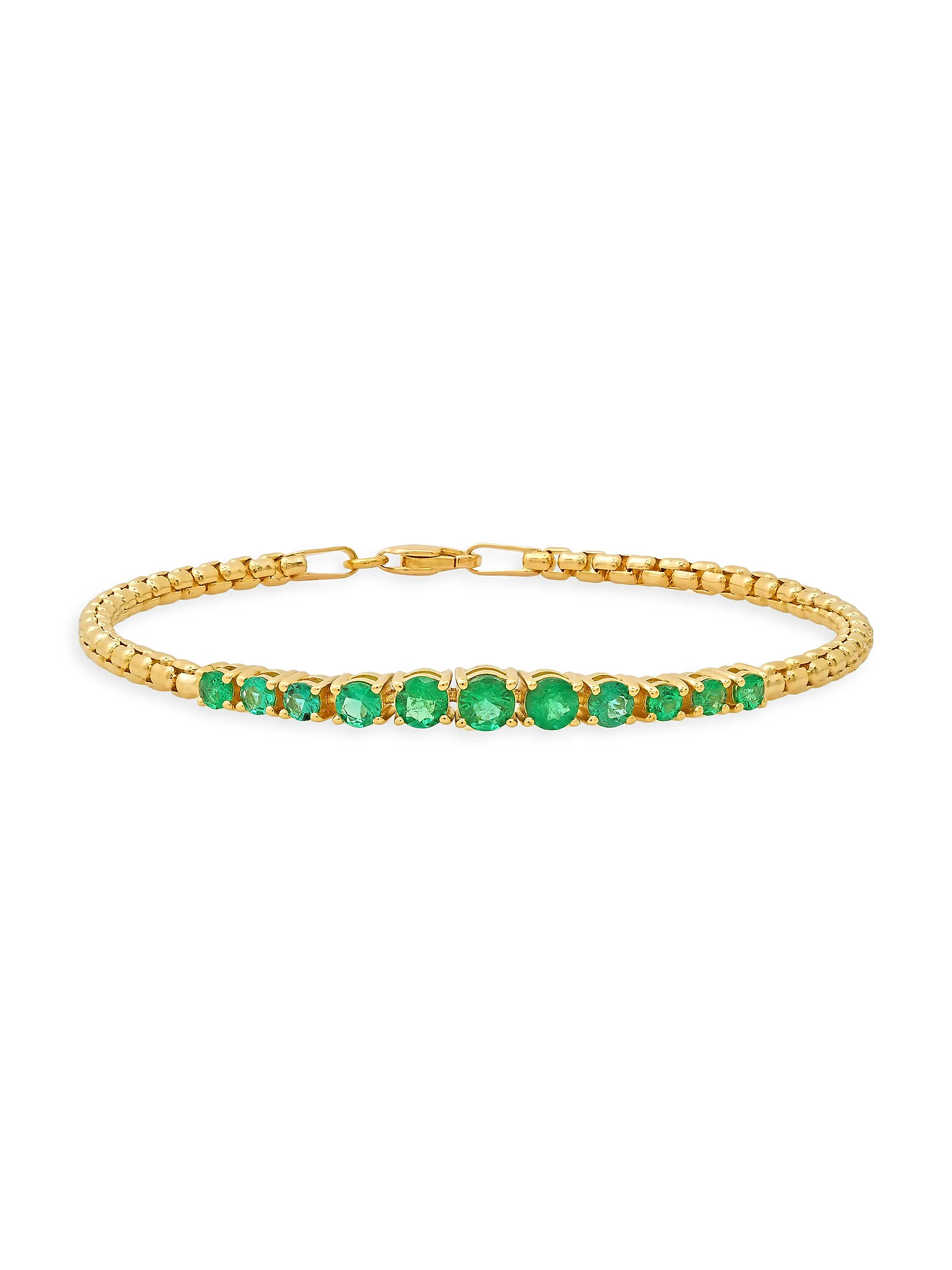 14K Yellow Gold & Emerald Bracelet | Saks Fifth Avenue